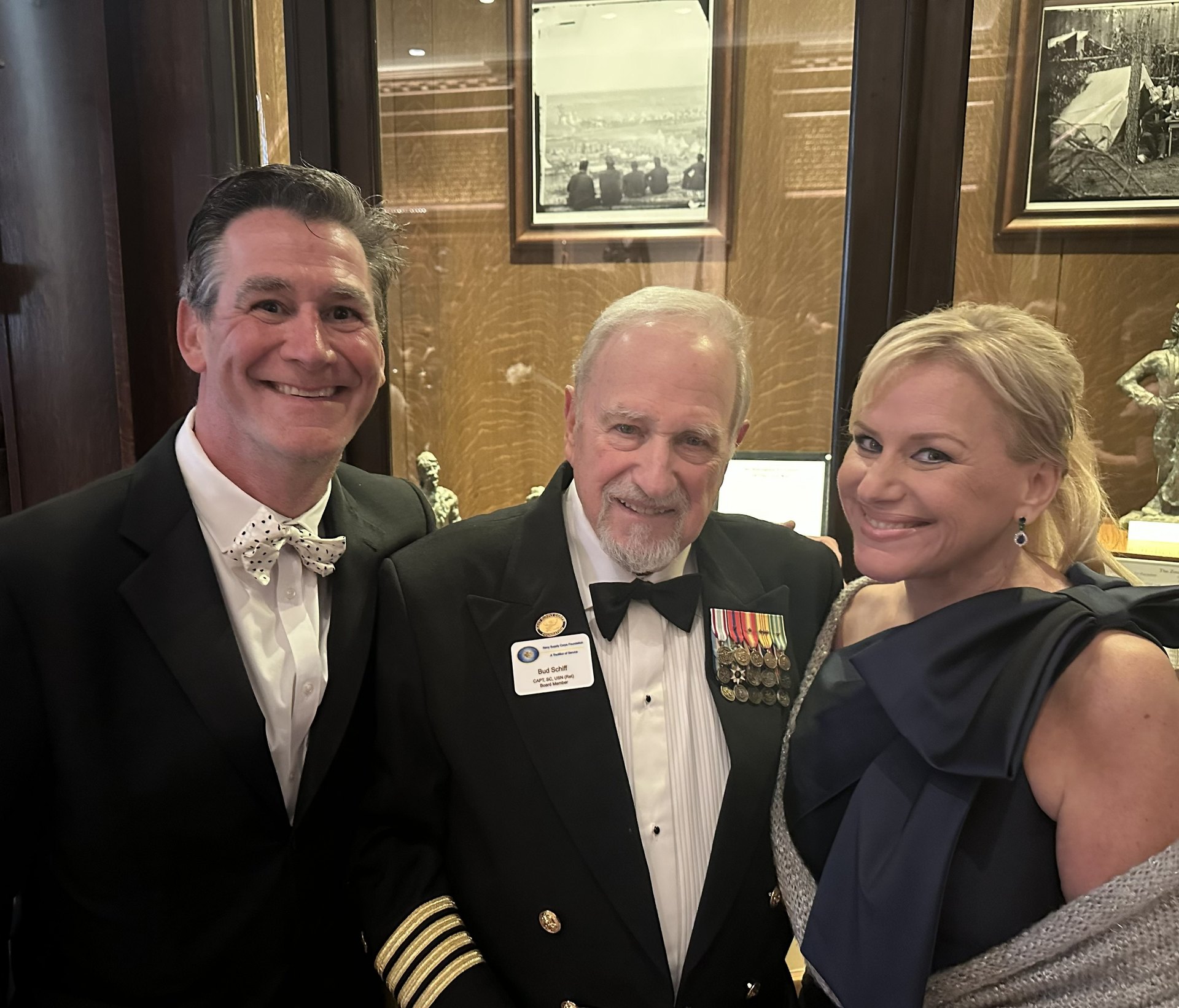 Matt Schiff, Bud Schiff (CAPT, SC, USN, Ret.) and Nancy Schiff, CMO, at the Navy Supply Ball