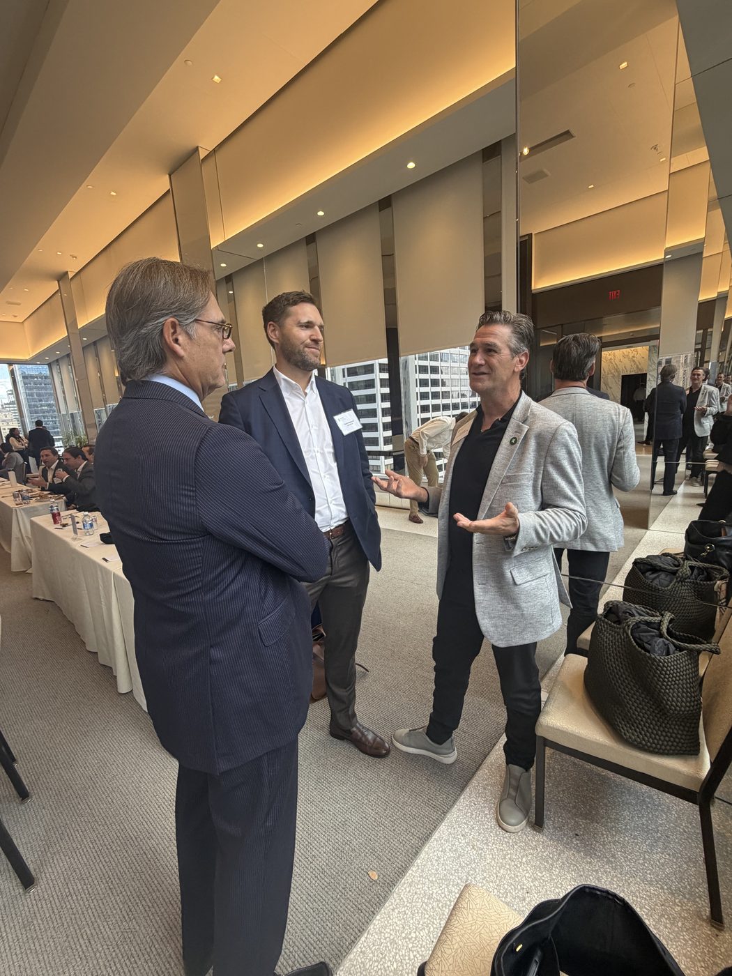 Conversation between sessions at an industry conference
