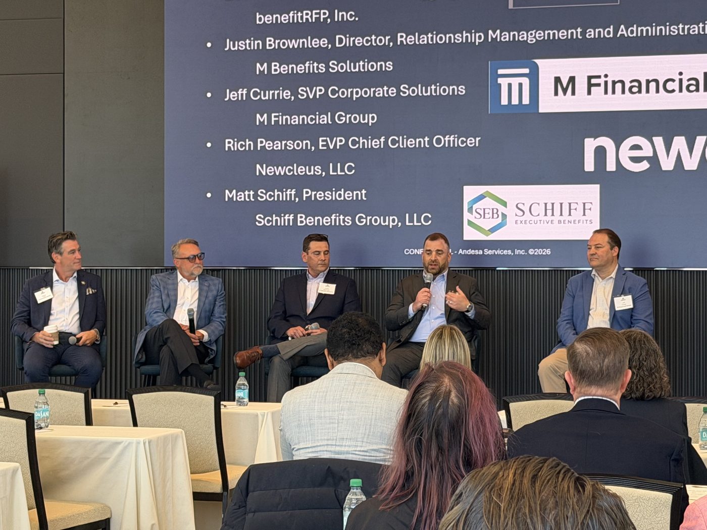 Panel speaker list showing Matt Schiff, President, Schiff Benefits Group